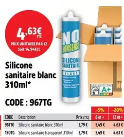 Screwfix No nonsense silicone sanitaire blanc offre
