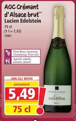 Norma Lucien edelstein aoc crémant d'alsace brut offre