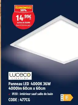 Screwfix Luceco lighting panneau led 4000k 36w 4000lm 60cm x 60cm offre
