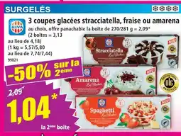 Norma Riva 3 coupes glacées stracciatella, fraise ou amarena offre