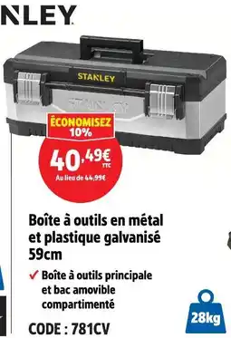 Screwfix Stanley boîte à outils en métal et plastique galvanisé 59cm offre