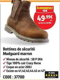 Screwfix Bottines de sécurité mudguard marron offre