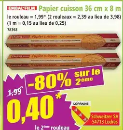 Norma Embal'film papier cuisson 36 cm x 8 m offre