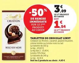 U Express Tablettes de chocolat lindt offre