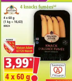 Norma La maison adam 4 knacks fumées offre