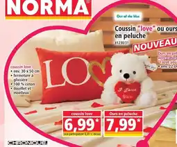 Norma Norma coussin love ou ours en peluche offre