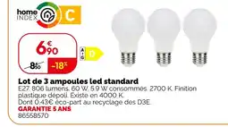 Weldom Lot de 3 ampoules led standard offre