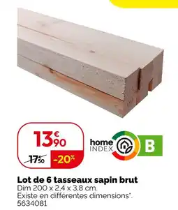 Weldom Lot de 6 tasseaux sapin brut offre