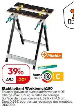 Weldom Wolfcraft etabli pliant workbench150 offre