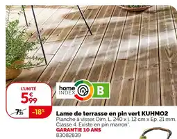 Weldom Lame de terrasse en pin vert kuhmo2 offre
