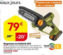 Weldom Essential elagueuse sur batterie 20v offre