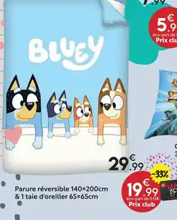 Maxi Bazar Bluey parure réversible 140×200 cm & 1 taie d'oreiller 65x65cm offre