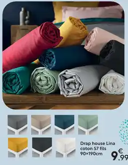 Maxi Bazar Drap housse lina coton 57 fils 90×190 cm offre