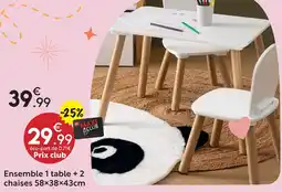 Maxi Bazar Ensemble 1 table + 2 chaises offre