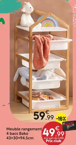 Maxi Bazar Meuble rangement 4 bacs bako offre