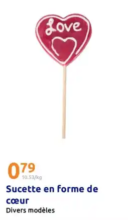 Action Sucette en forme de cœur offre