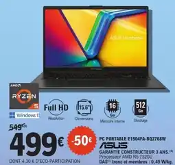 E.Leclerc Asus - pc portable e1504fa-bq2768w offre