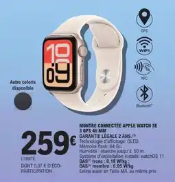 E.Leclerc Apple - montre connectée watch se gps 40 mm carantie legale 2 ans offre