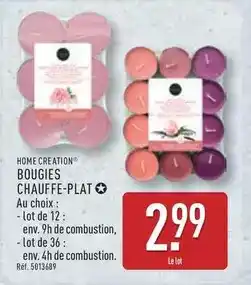 ALDI Home creation - bougies chauffe-plat offre