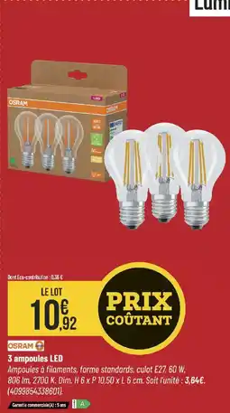 Bricorama 3 ampoules led offre