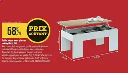 Bricorama Table basse avec plateau relevable alida offre