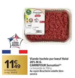 Carrefour Market Carrefour - viande hachée pur bœuf halal 20% m.g offre