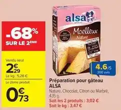 Carrefour Market Alsa - préparation pour gâteau offre