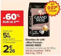 Carrefour Market Dosettes de café maxi format offre
