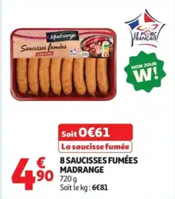 Auchan 8 saucisses fumées madrange offre