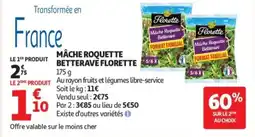 Auchan Mache roquette betterave florette offre