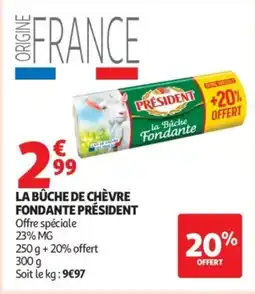 Auchan La bûche de chèvre fondante président offre