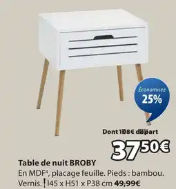 JYSK Table de nuit broby offre