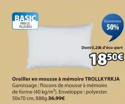 JYSK Trollkyrkja oreiller en mousse à mémoire offre