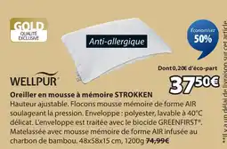 JYSK Wellpur oreiller en mousse à mémoire strokken offre