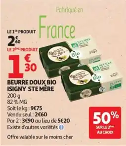 Auchan Beurre doux bio isigny ste mère offre