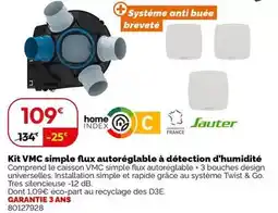 Weldom Sauter - kit vmc simple faux autorégable à détection d'humidité offre