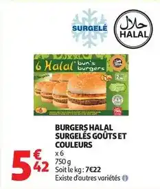 Auchan Supermarché Burgers halal surgelés goûts et couleurs offre