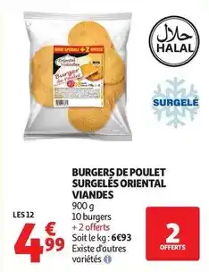 Auchan Supermarché Burger - s de poulet surgelés oriental viandes offre