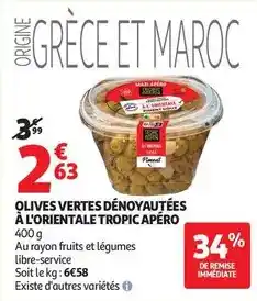 Auchan Supermarché Olives vertes denoyautees a l'orientale offre