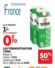 Auchan Supermarché Yoplait - lait fermenté nature offre