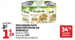 Auchan Pois chiches cuits dans très peu de jus bonduelle offre