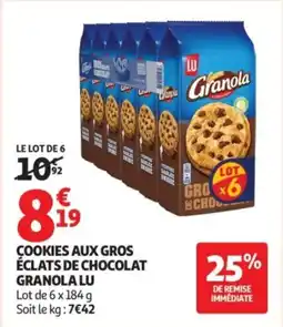 Auchan Cookies aux gros éclats de chocolat granola lu offre