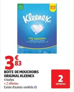 Auchan Boite de mouchoirs original kleenex offre