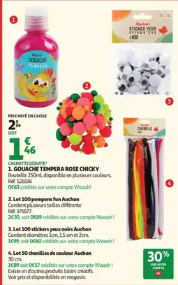 Auchan Gouache tempera rose chicky offre