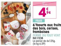 Croque Gel 6 yaourts aux fruits des bois, cerises, framboises ferme du tout vent offre