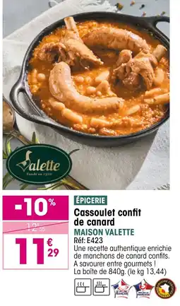 Croque Gel Cassoulet confit de canard maison valette offre