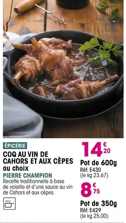 Croque Gel Coq au vin de cahors et aux cepes pierre champion offre