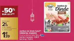 Carrefour Market Jambon de dinde fumé oriental viandes offre