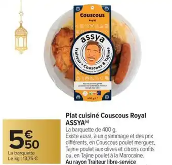 Plat cuisiné couscous royal assya