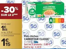 Carrefour Market Pois chiches carrefour classic' offre